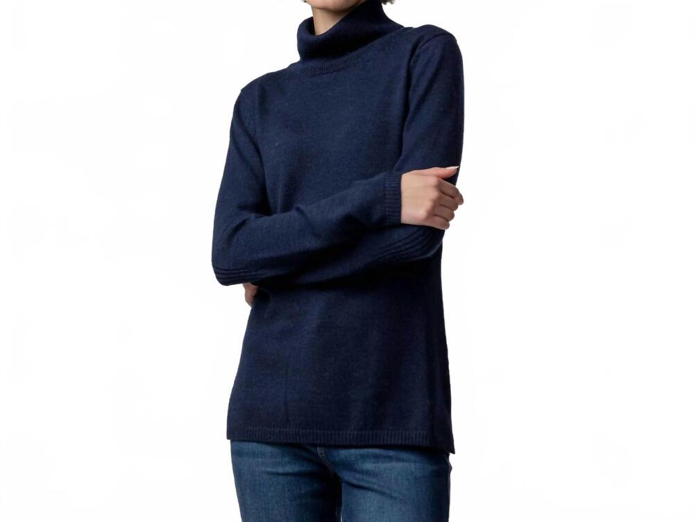 NEW ALICIA ADAMS ALPACA keaton turtleneck sweater in navy